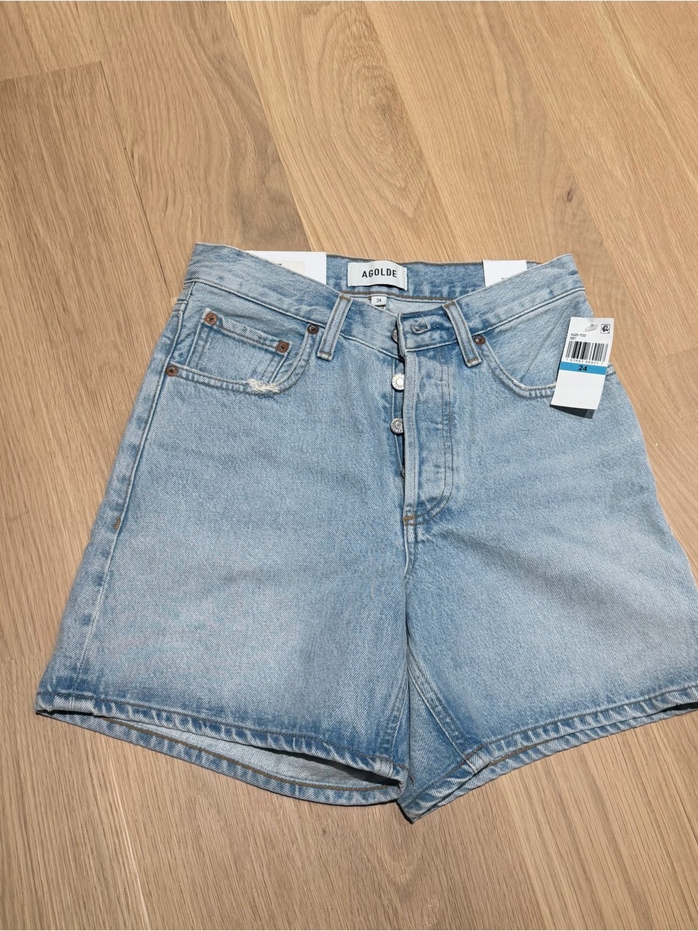 Agolde Light Wash High-Rise Button-Fly Jean Shorts